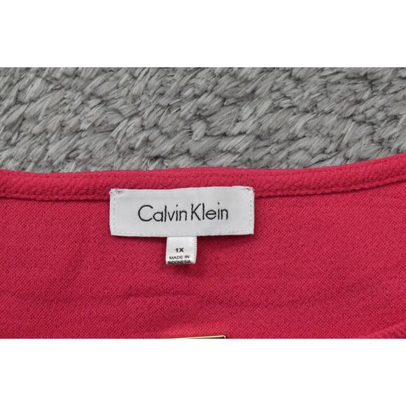 Calvin Klein Pink Blouse 1X Plus Size Polyester Crew Neck Solid Sleeveless Top - Picture 7 of 8